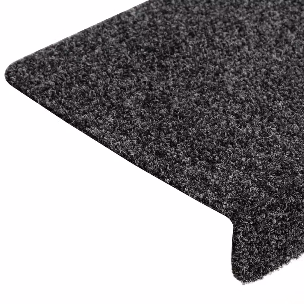 Berkfield Home Self-Adhesive Needle Punch Stair Mats, 15 Pack, Grey, W: 65 cm, D: 21 cm, H: 4 cm – 4