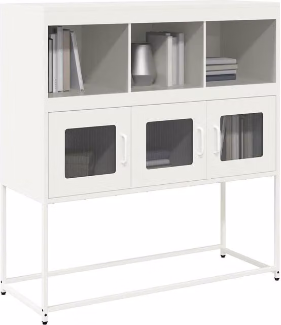 Berkfield Home Industrial Sideboard in White Matt Metal, W/D/H: 100.5 x 39 x 107 cm – 1