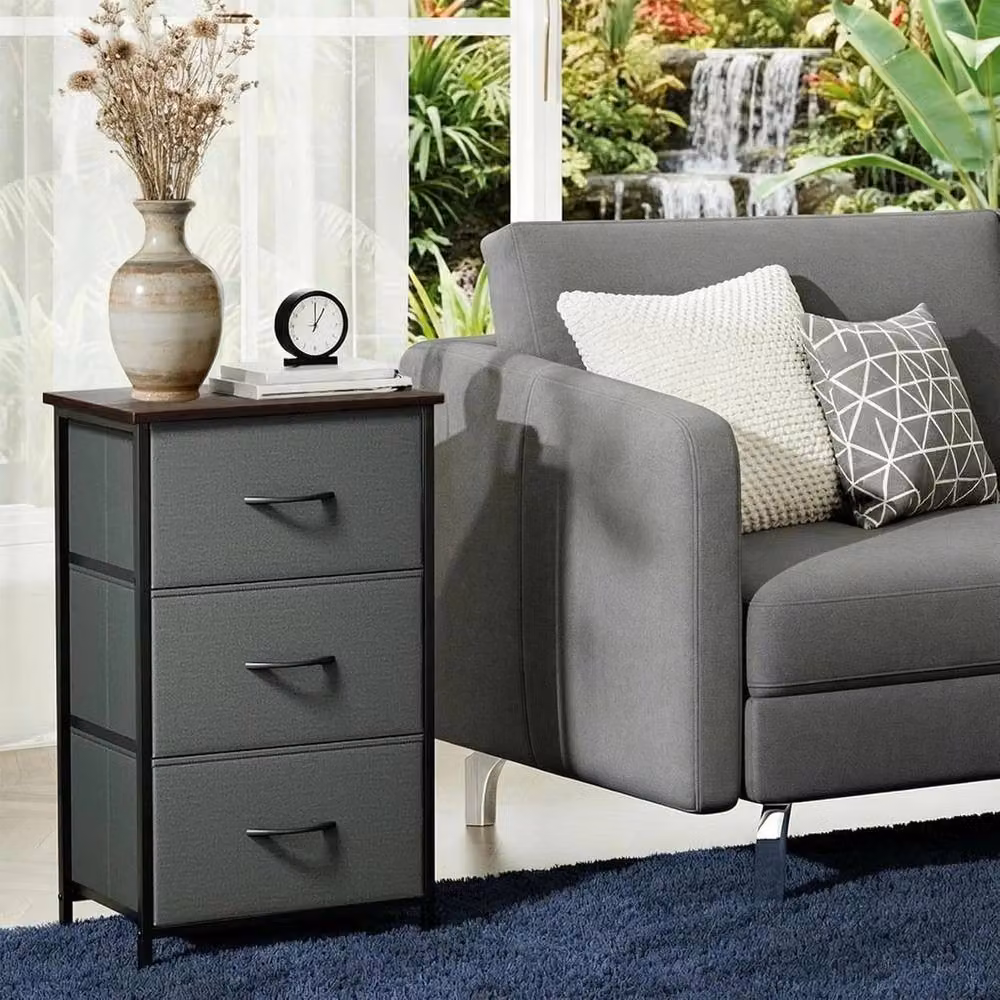 Havendro 3-Drawer Dresser with Removable Fabric Bin Storage in Grey – 4