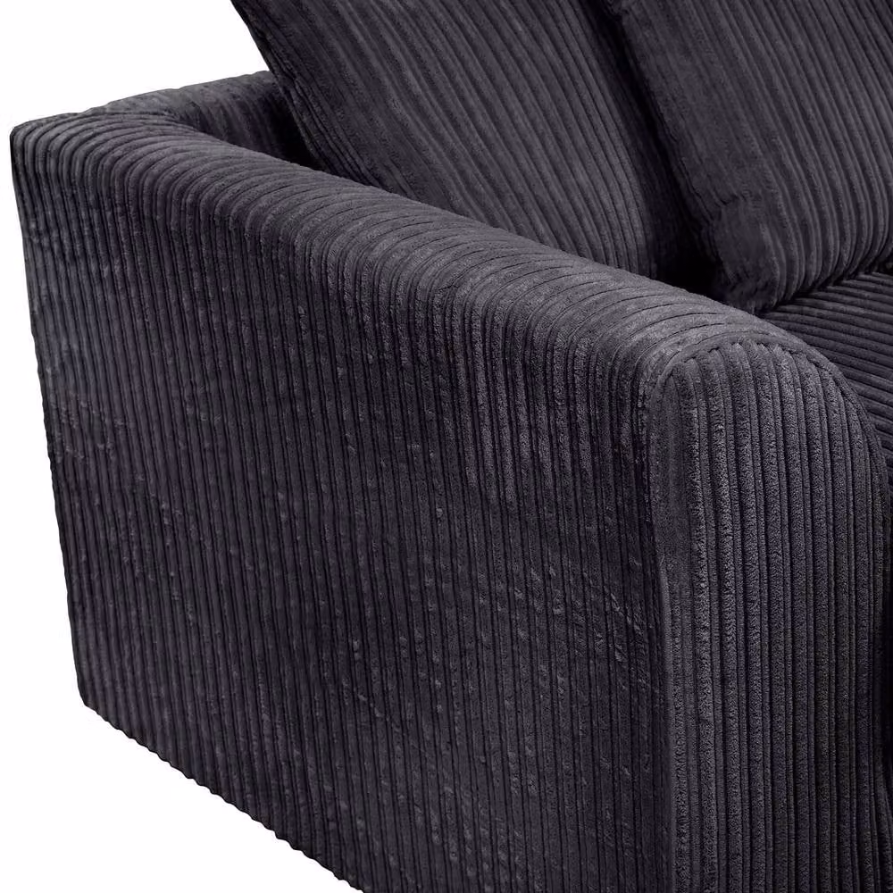 LUXURY LIFE Declan Jumbo Cord Fabric Sofa Set in Black, W/D/H: 180 x 90 x 76 cm – 2