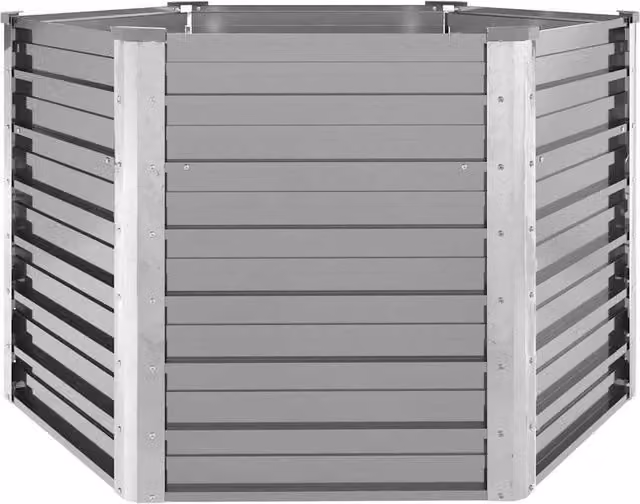 Berkfield Home Garden Grey Galvanised Steel Raised Bed W/D/H: 129 x 129 x 77 cm – 1
