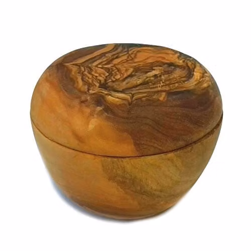 Divine Deli Tunisian Olive Wood Salt and Sugar Cellar Pot in Brown, H 7 cm – 1