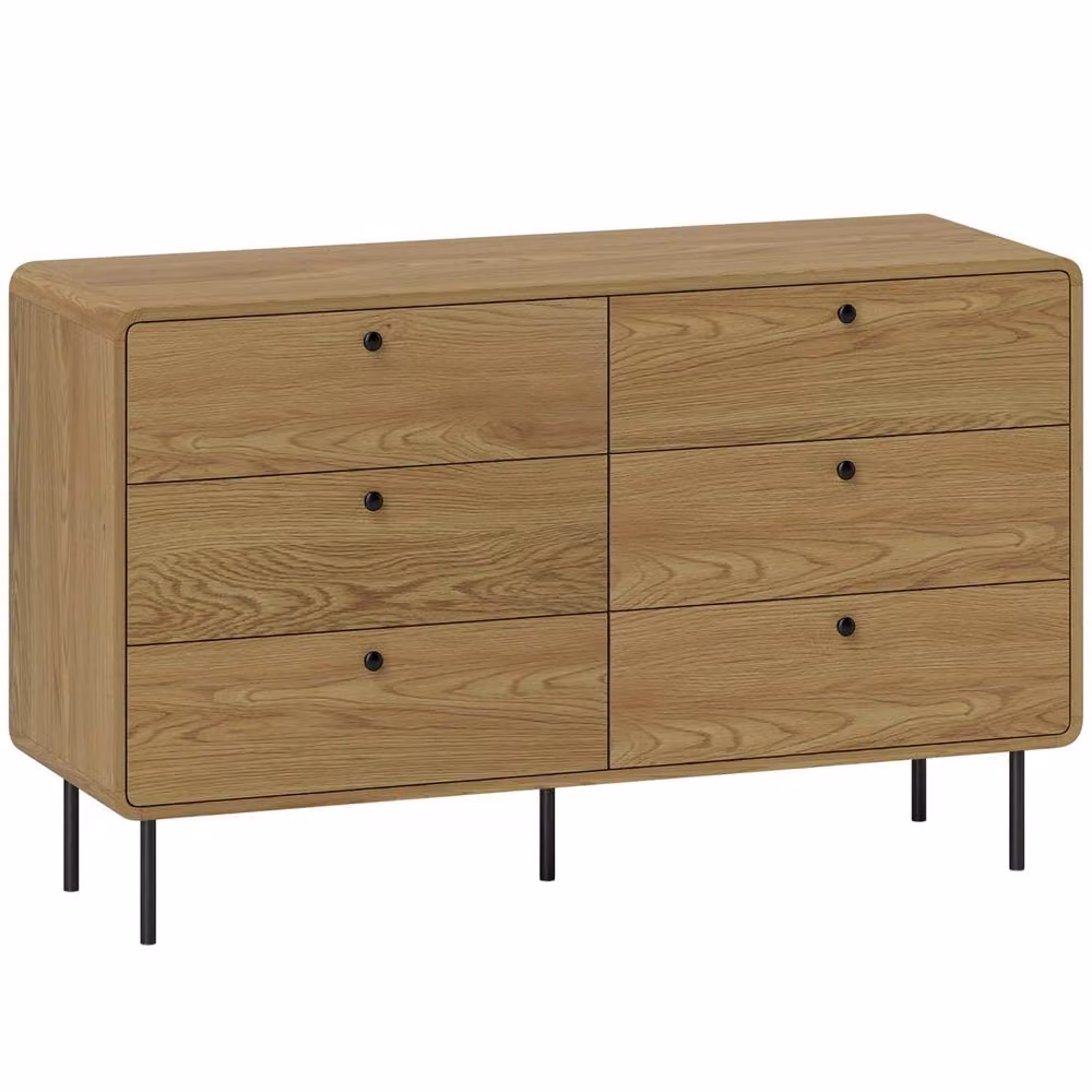 Wyld Haus Naniba 6 Drawer Wide Chest in Light Oak Effect – 2