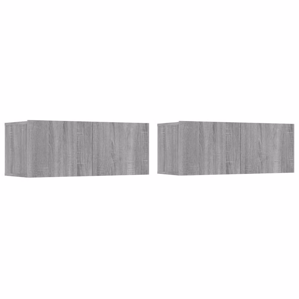 Berkfield Home Set of 2 Modern Grey Sonoma TV Cabinets in Engineered Wood, W/D/H: 80 x 30 x 30 cm – 2