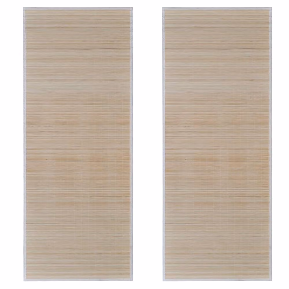 Berkfield Home Rectangular Natural Bamboo Rug Set of 2 in Beige, W: 120 cm, L: 180 cm – 1