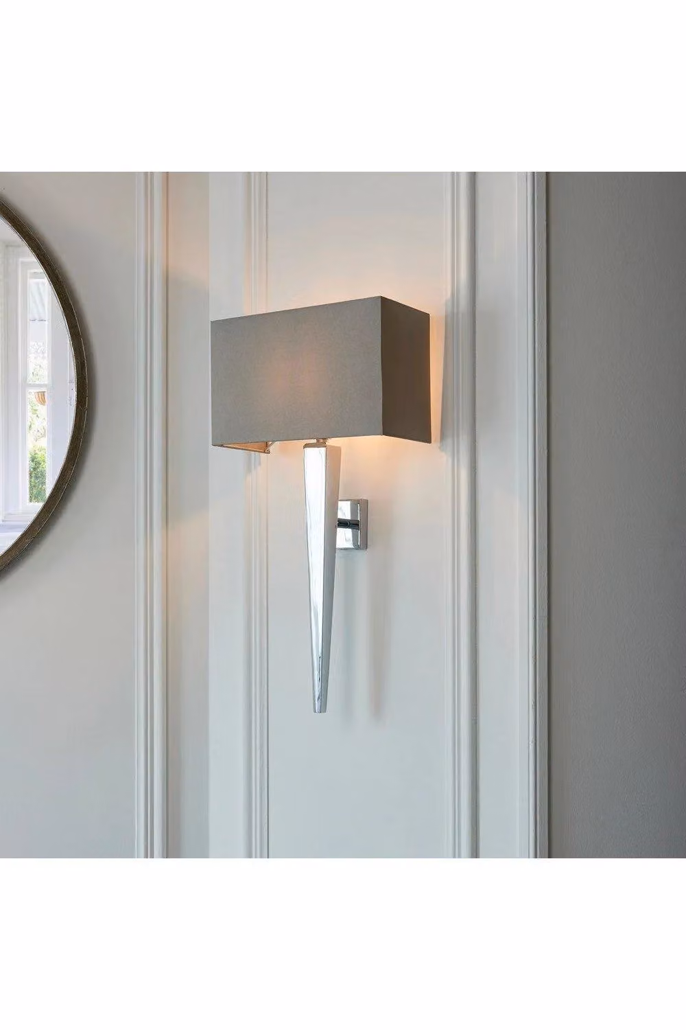Netlighting Moreto Modern Indoor Wall Light in Chrome with Grey Silk Effect Shade B22 – 2