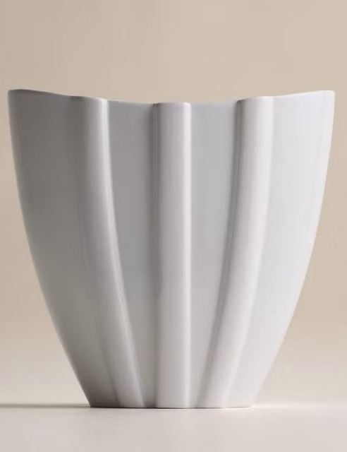 M&S X Kelly Hoppen White Glazed Ceramic Tabletop Vase