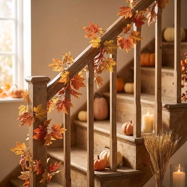 Garden Greatness Autumnal Large Leaf Maple Garland in Orange, Yellow and Multicolour