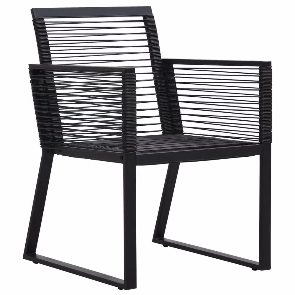 Berkfield Home 7 Piece Black PVC Rattan Garden Dining Set with Glass Top Rectangular Table – 4