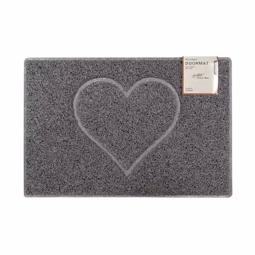 Oseasons Heart Large Embossed Grey Vinyl Doormat with Open Backing – 1