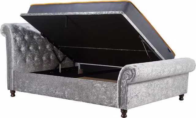 Birlea Castello Grey Velvet Upholstered Side Ottoman Bed, W/D/H: 140 x 200 cm