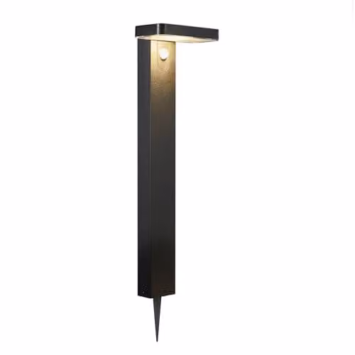 Nordlux Rica Solar LED Outdoor Post Light in Black Stainless Steel with Motion and Dusk Sensors