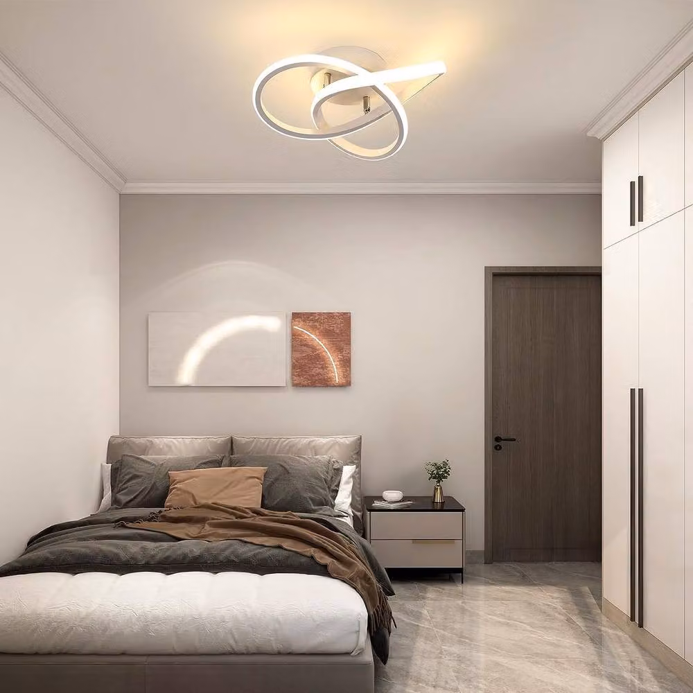 Goeco Modern LED Ceiling Light in White with Warm White 3000K Glow for Bedroom or Hallway, Diameter: 25 cm – 2