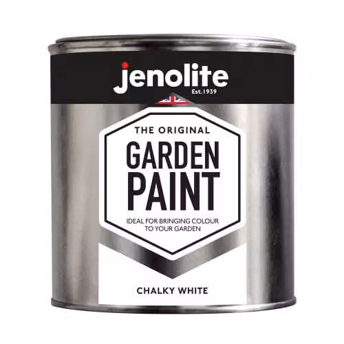JENOLITE Chalky White Weatherproof Matt Garden Paint for Wood, Metal, Plastic and Stone, 1 Litre