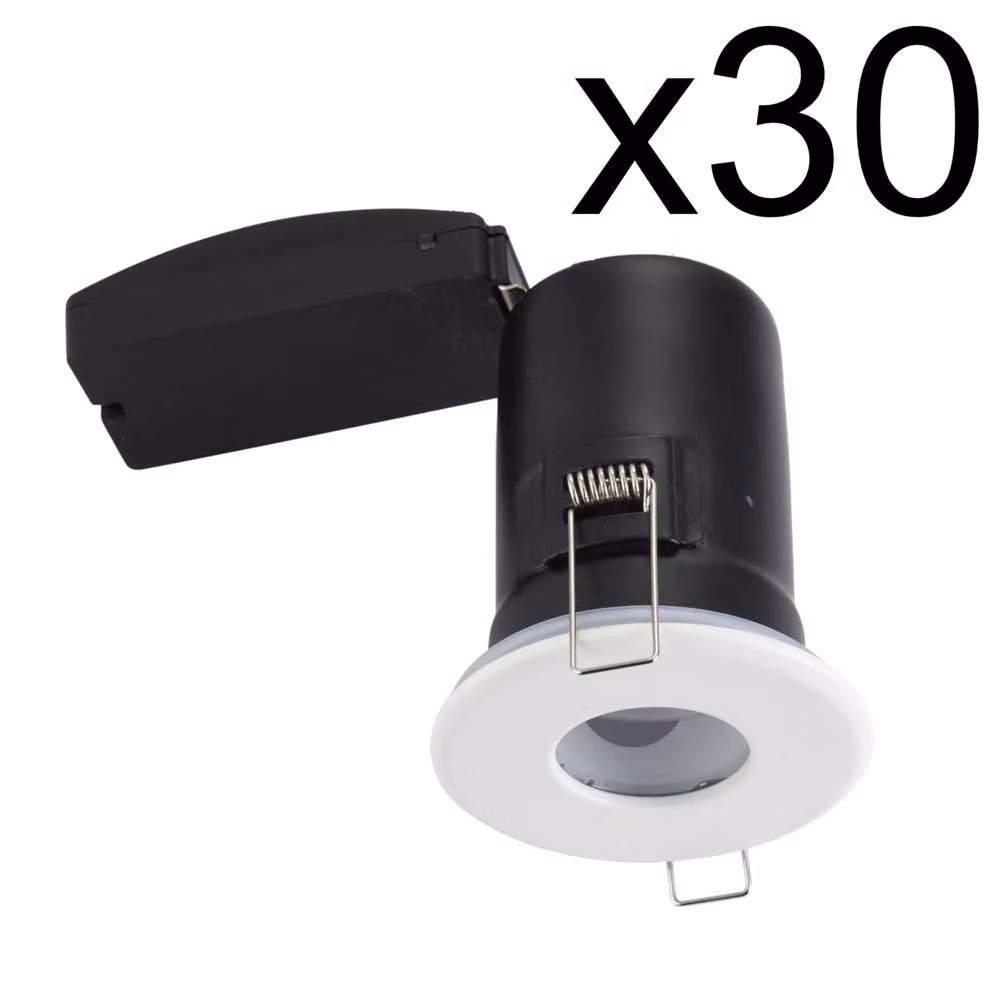 First Choice Lighting Set of 30 White IP65 Dimmable Recessed Bathroom Downlights – 2