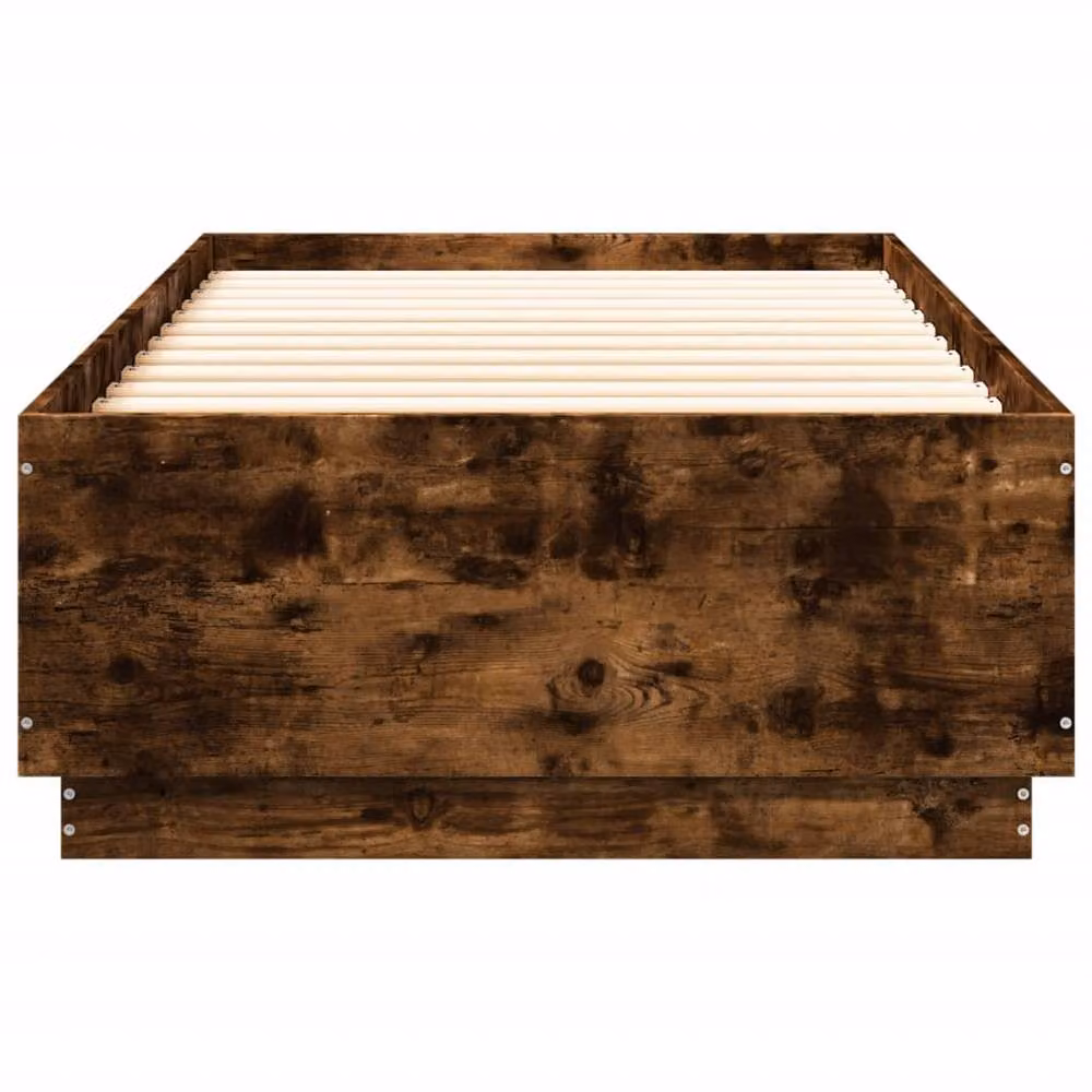 Berkfield Home Durable Bed Frame with Under-Bed LED Lighting in Smoked Oak Brown, W/D/H: 100 x 200 cm – 5