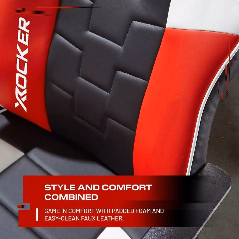 X Rocker Saturn Ergonomic Mid Back PC Gaming Chair in Red with Swivel Base and Armrests – 3