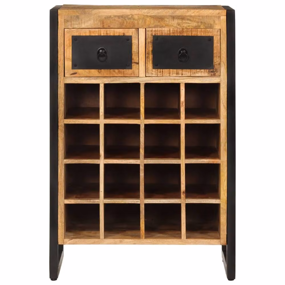 Berkfield Home Dense Wine Rack for 16 Bottles, Solid Mango Wood and Metal, Brown, W/D/H: 81 x 35 x 55 cm – 3