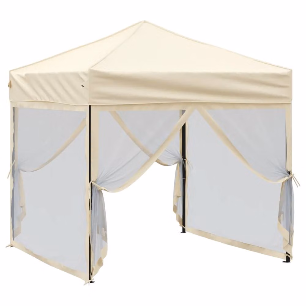 Berkfield Home Folding Party Tent with Sidewalls, Beige, W: 200 cm, D: 200 cm, H: 254 cm – 2