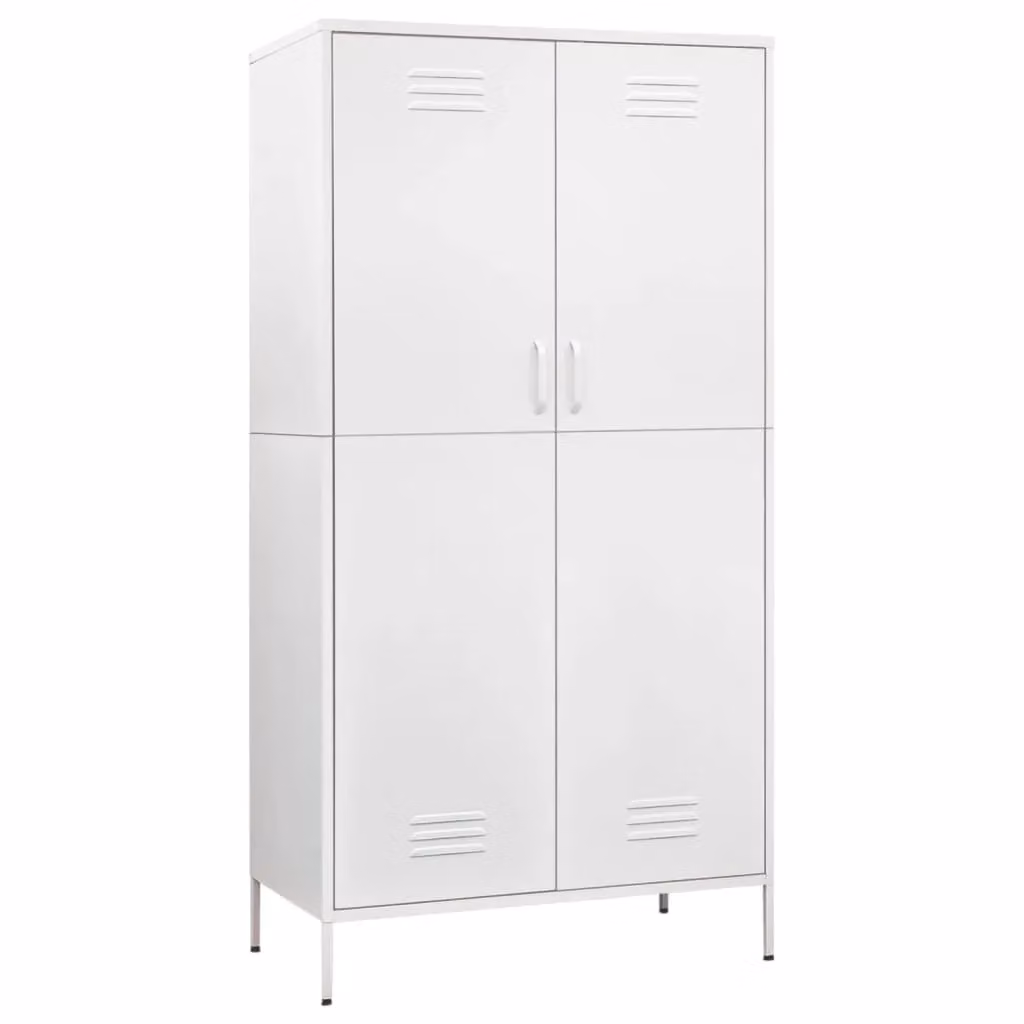Berkfield Home White Metal Wardrobe with Internal Shelves and Hanging Rod, W/D/H: 90 x 50 x 180 cm – 2