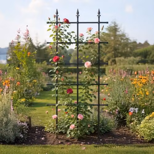 Garden Gear Black Plastic Coated Metal Climbing Plant Trellis Support, W: 90 cm, H: 180 cm – 3