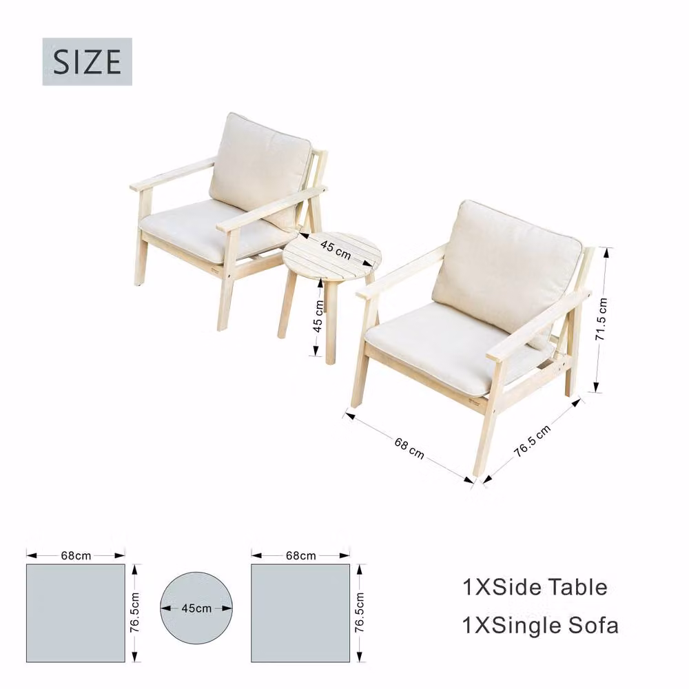 Direct Wicker 2 Seater Wooden Outdoor Bistro Set with Table and Chairs in Beige – 4
