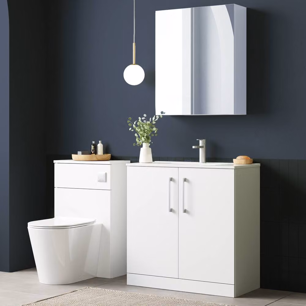 Balterley Minimalist White Glossy Bathroom Vanity Unit with 2 Soft Close Hinged Doors, W: 43.5 cm – 3