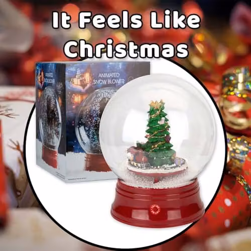 VFM e-Store Christmas Snow Globe Light Up Blower Train Decoration in White and Multicolour, W: 31 cm, D: 25 cm – 7