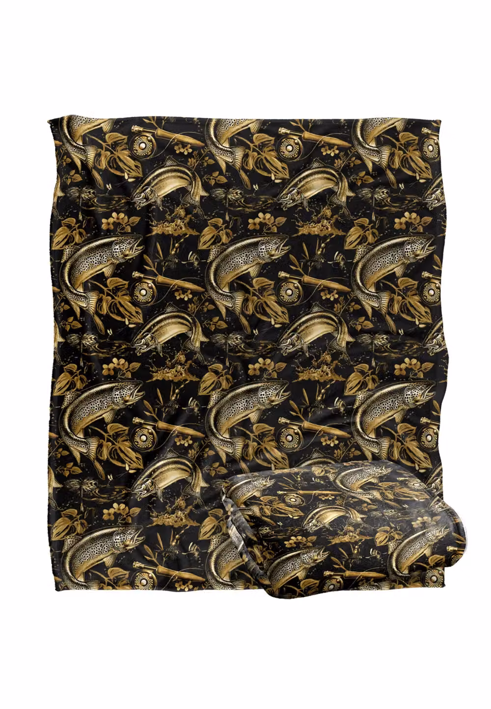 JQ Licensing Trout Tiki Fishing Pattern Super Soft Fleece Throw Blanket, White, W/D/H: 152 x 127 cm – 7