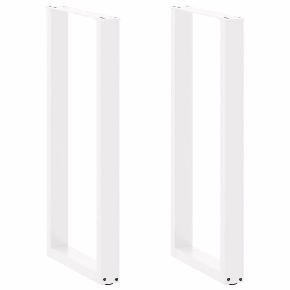 Berkfield Home U-Shaped Coffee Table Legs, 2 Pieces, White Matt Steel, H: 50 cm x W: 100-101 cm