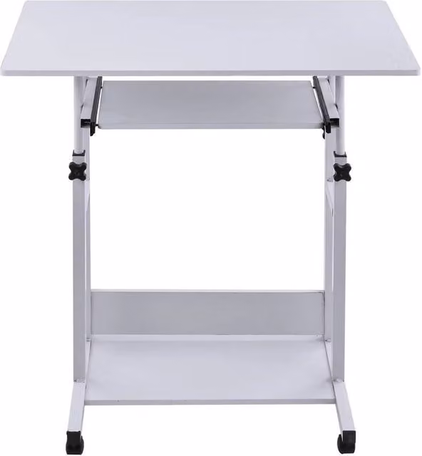 Hinsinc Height-Adjustable Computer Desk with Castors, White, W/D/H: 100 x 50 x 69-85 cm – 1