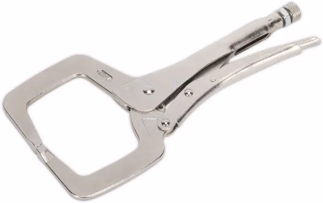 Loops 280mm Locking C-Clamp Pliers in Silver and Multicolour with 90mm Capacity Jaws and Chrome Molybdenum Steel Construction