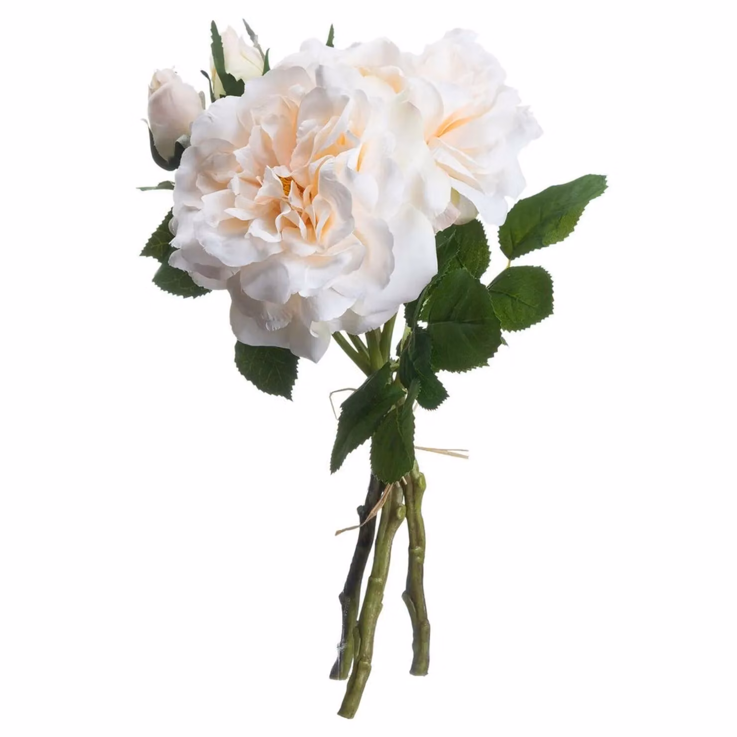 Hill Interiors Artificial Short Stem Rose Bouquet in White – 2