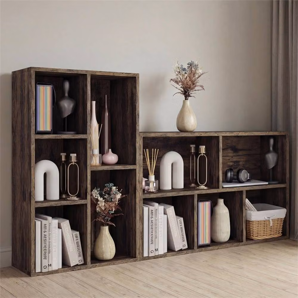 FORGEVIO 5 Cube Modern Storage Display Unit in Brown Wood – 3