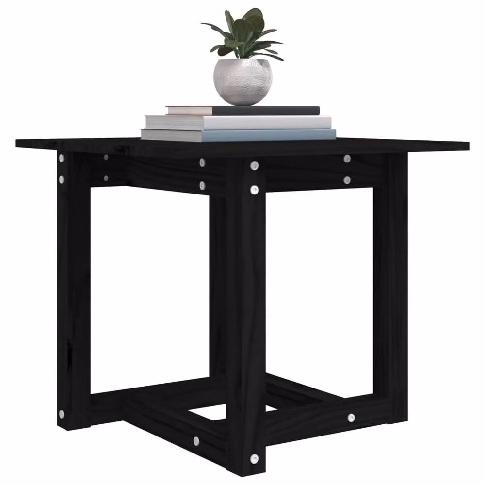 Berkfield Home Beautiful Black Solid Wood Pine Coffee Table W/D/H: 50 x 50 x 45 cm – 4