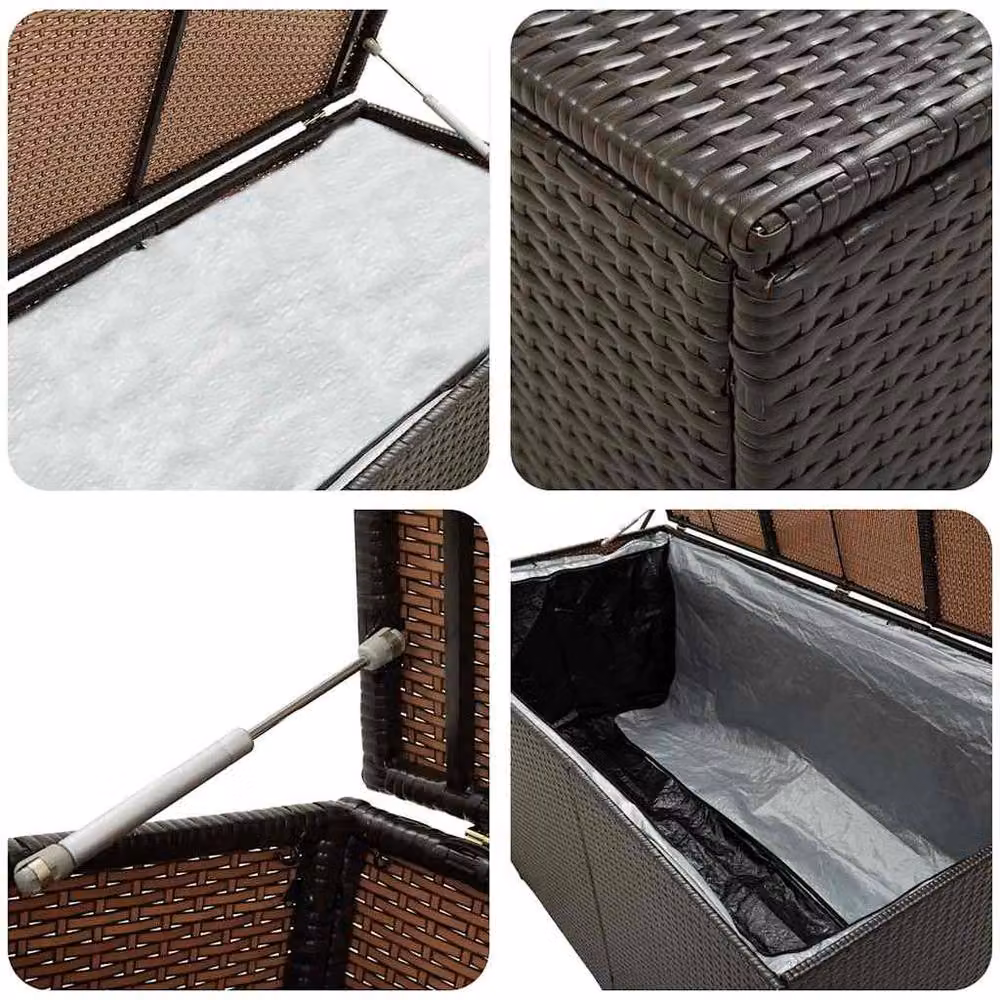 Berkfield Home Garden Poly Rattan Storage Box in Brown, W/D/H: 100 x 50 x 50 cm – 4
