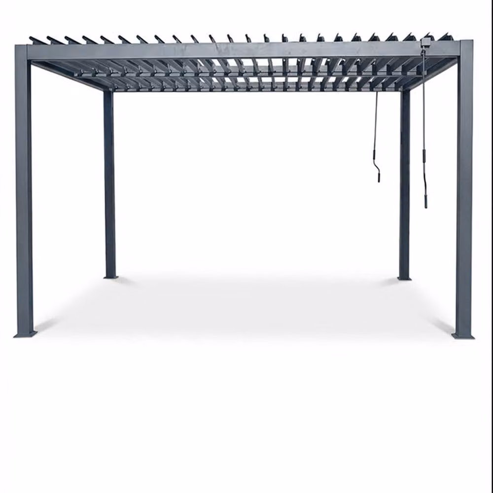 Royalcraft Pure Manual Louvered Roof LED Pergola in Grey, W: 300 cm, D: 300 cm, H: 230 cm – 4
