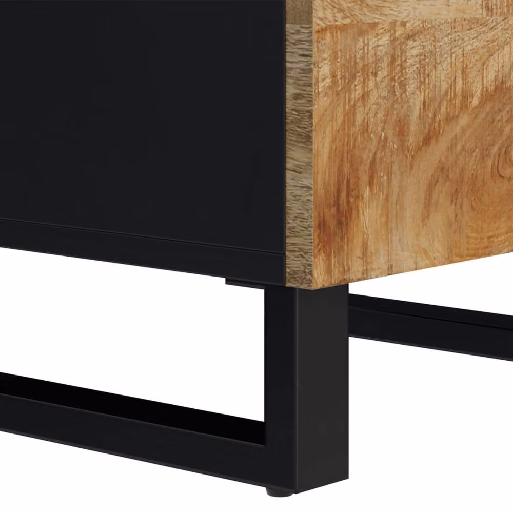 Berkfield Home Industrial Highboard with 3 Doors in Brown Solid Mango Wood and Iron, W/D/H: 40 x 33 x 110 cm – 5