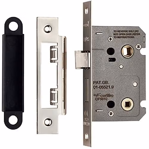Loops Nickel Plated Silver Bathroom Door Sashlock Latch with Square Forend 64mm