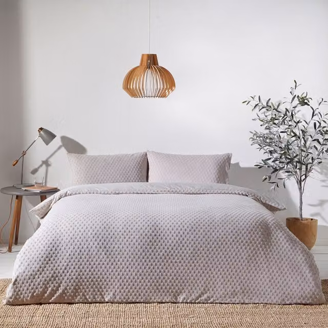 Make it a Home Polka Tuft Cotton Percale Duvet Cover Set in Yellow and Beige, 90 x 200 cm