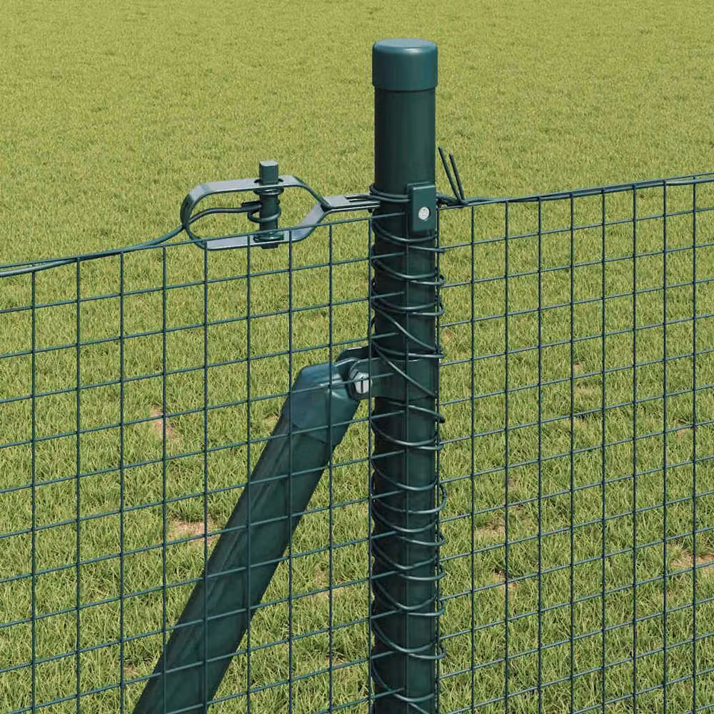 Berkfield Home Green Powder-Coated Steel Welded Wire Fence with 13 Flanged Posts – 3