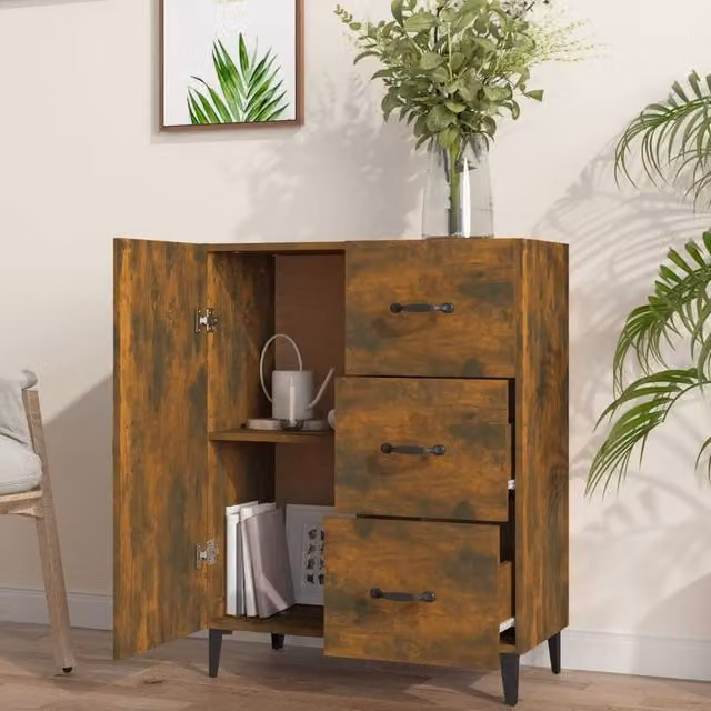 Berkfield Home Smoked Oak Sideboard in Brown, W/D/H: 69.5 x 34 x 90 cm – 1