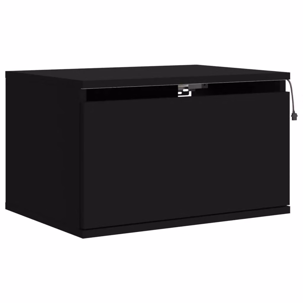 Berkfield Home Set of 2 Modern Wall-mounted Black Bedside Cabinets with Integrated LED Lighting – 5