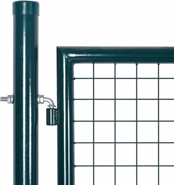Berkfield Home Durable Double Door Powder-Coated Steel Swing Fence Gate in Green, W/H: 306 x 200 cm