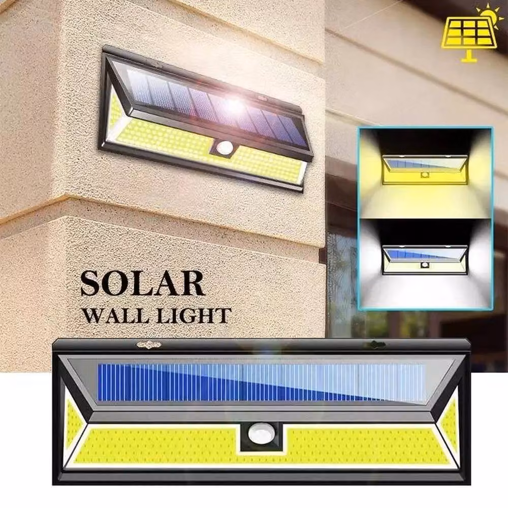 SPETLEK Solar Powered 190 COB LED Outdoor Wall Lights with Motion Sensor in Black – 4