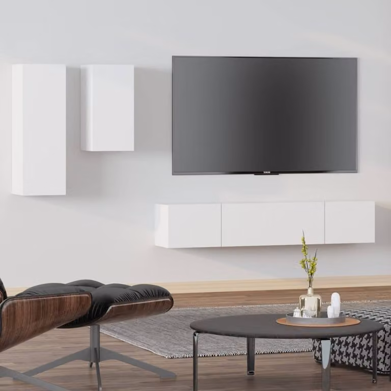 Berkfield Home Classic 4 Piece White Engineered Wood TV Cabinet Set
