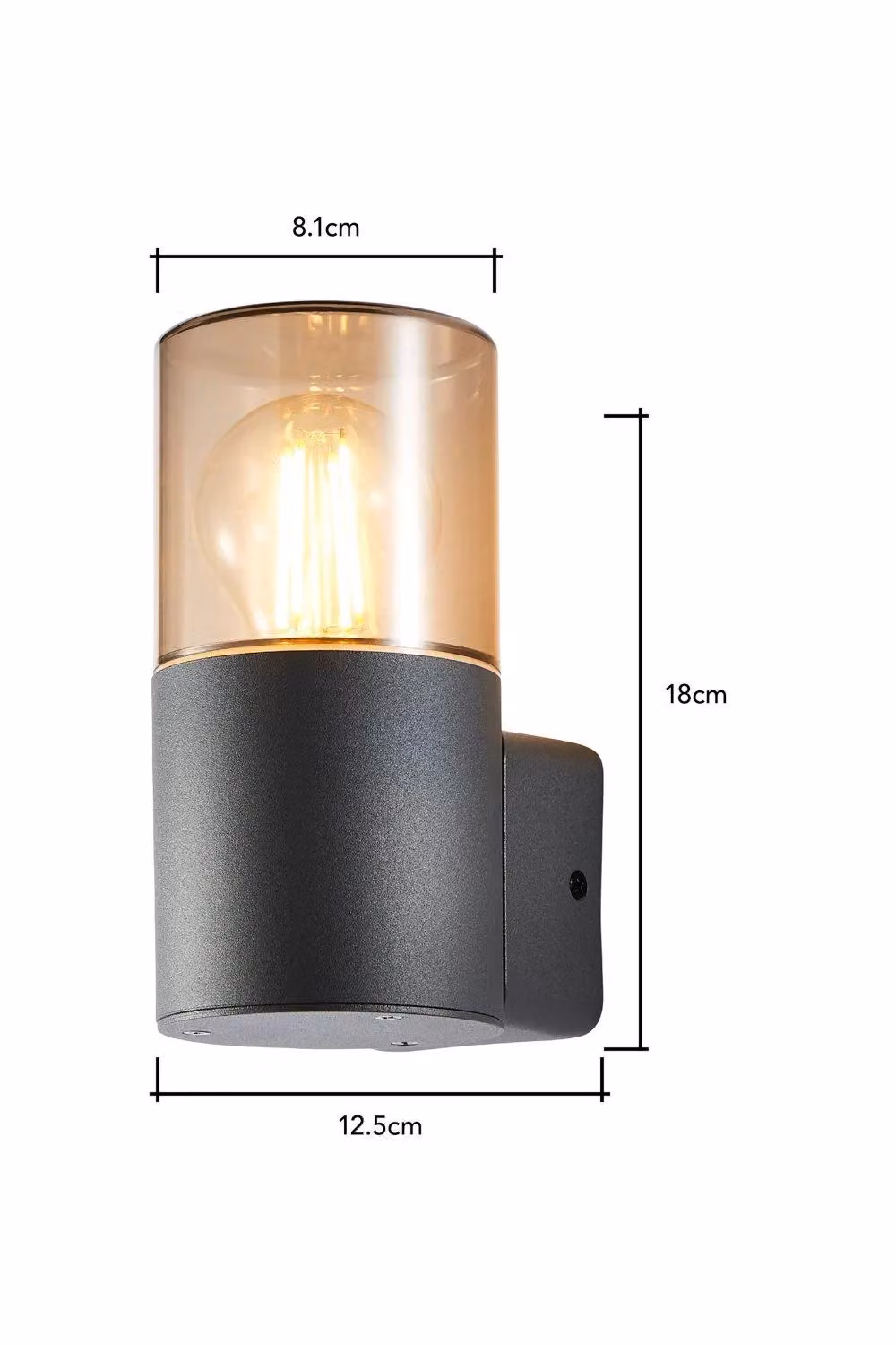 BHS Lighting Rome Modern Outdoor Wall Light in Grey with Glass Cylinder – 3