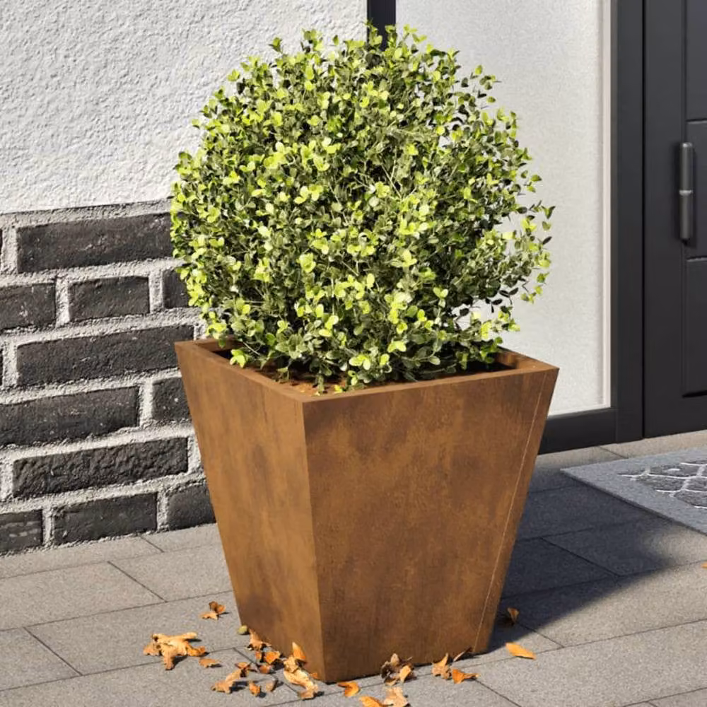 Berkfield Home Garden Corten Steel Planter Tubs in Brown, 2 Pack, W/D/H: 30 x 30 x 30 cm – 1