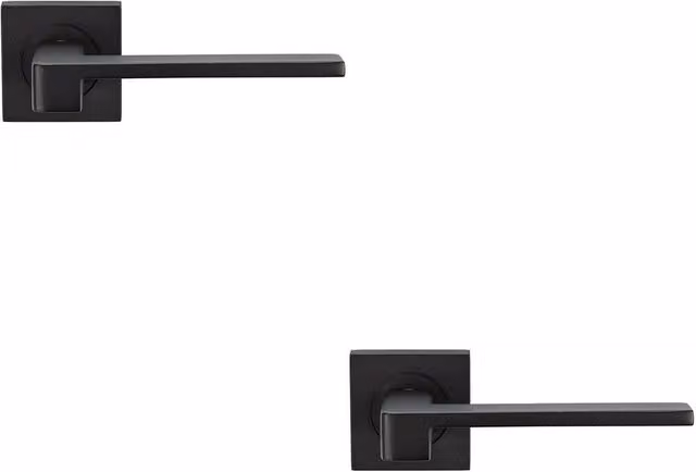 Loops 2x Pair Flat Squared Bar Handles with Square Rose in Matt Black with Concealed Fixings – 1