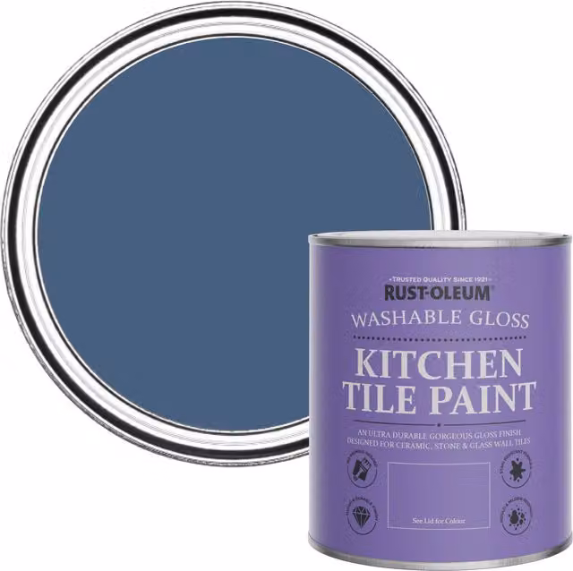 Rust-Oleum Water-Based Kitchen Tile Paint in Gloss Finish, Blue, 0.75 l